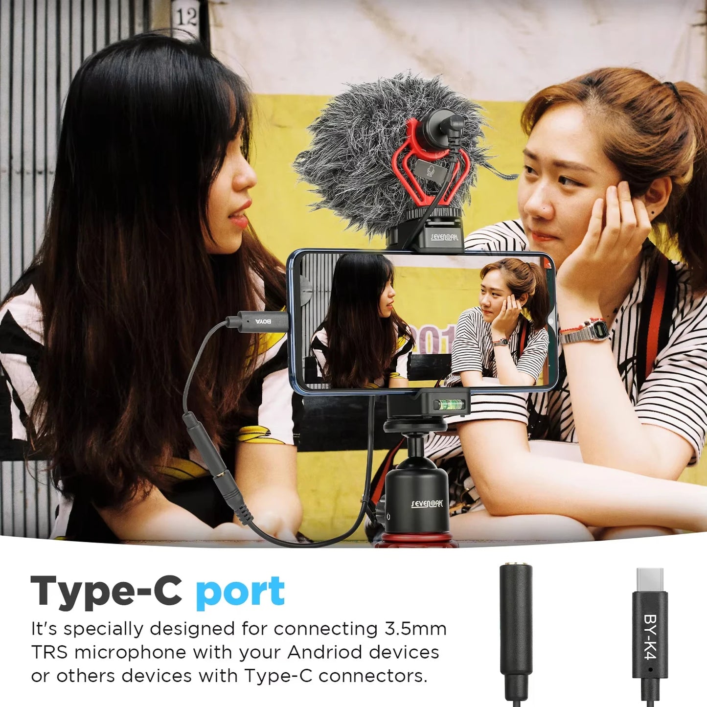 BOYA BY-K1-K9 3.5mm TRS to Lightning/Typec iPhone Android Phone Audio