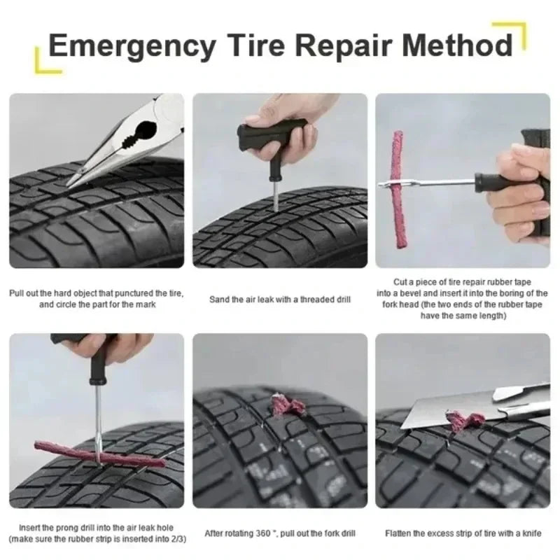 5-50Pc Car Tire Repair Tool Kit with Rubber Strips Tubeless Tyre