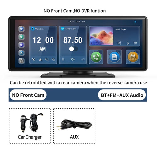 Imagebon 10.26" Dash Cam 4k Wireless Carplay Android Auto Navigation