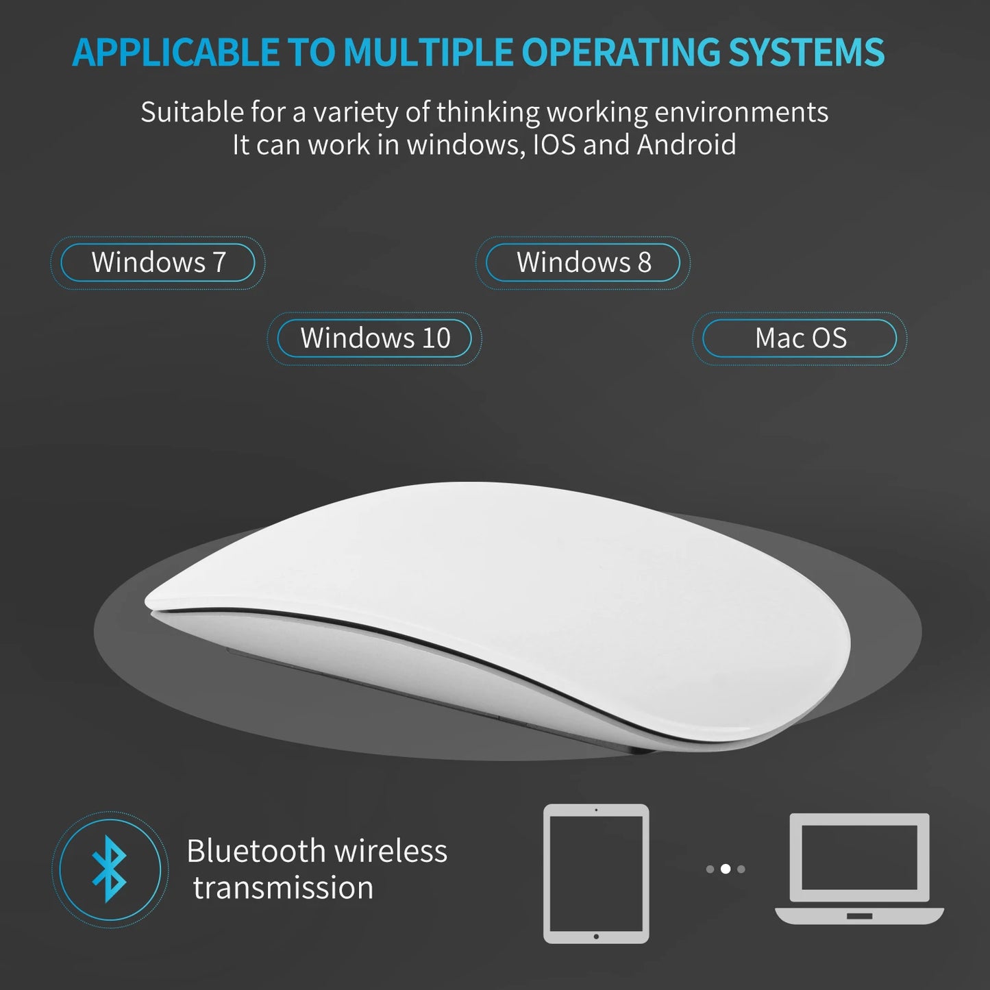 Bluetooth 4.0 Wireless Mouse Rechargeable Silent Multi Arc Touch Mice