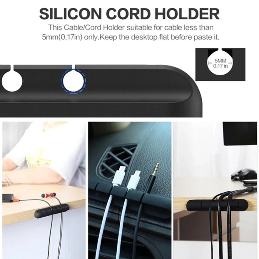 NNBILI Cable Holder Clips Cable Organizer Silicone USB Cable Winder