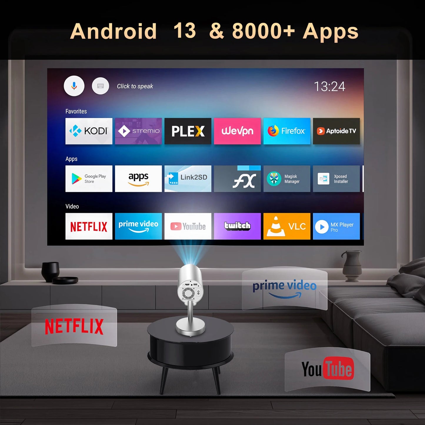 Salange X5 Mini Native 1080P HD 4K Video Projector Android WiFi