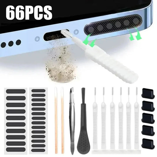 66PCS Mobile Phone Speaker Charging Port Cleaning Set Dust Plug for