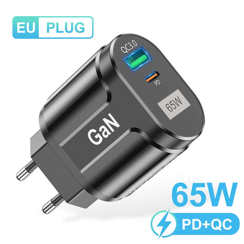 USLION 65W GaN USB Charger AU EU US UK Plug Fast Charging Tablet