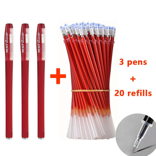 Gel pens Set Black Blue Red Refill Gel Pen Bullet Tip 0.5mm School &