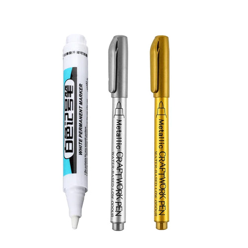 1/4Pcs White Permanent Paint Pen set for Wood Rock Plastic Leather