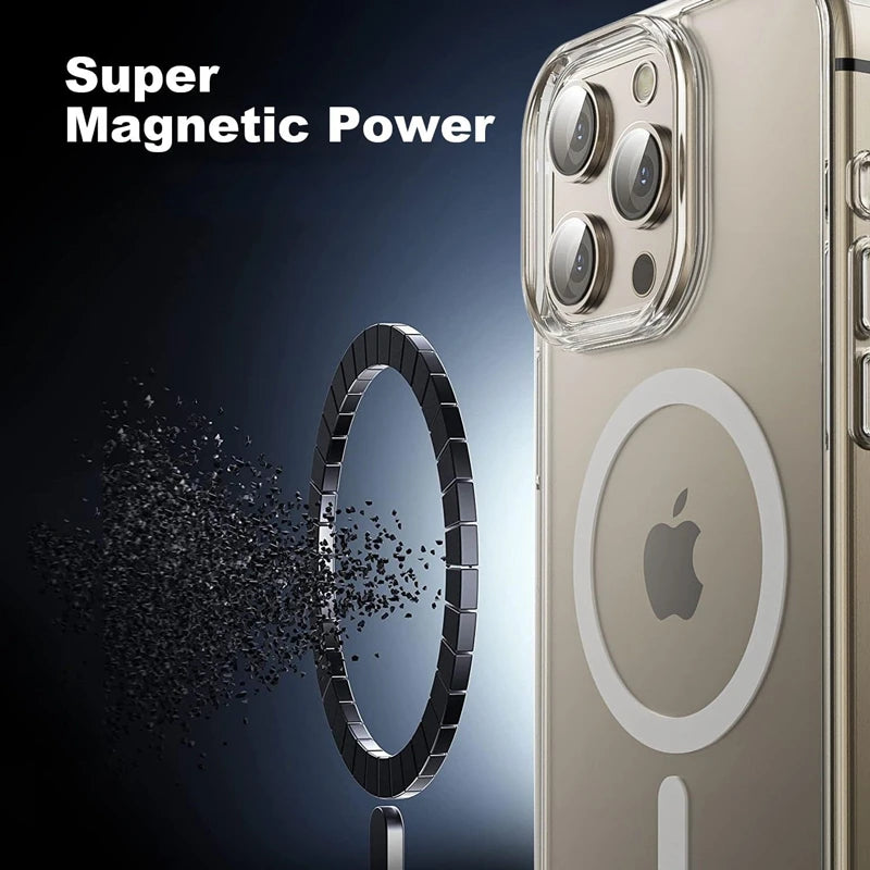 Magnetic Clear Case for iPhone 16 15 14 13 11 12 Pro Max Plus