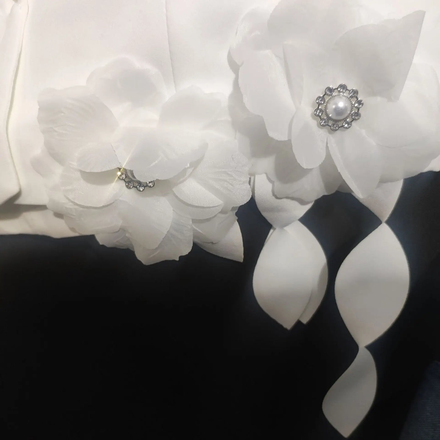 Elegant White 3D Floral Suits Coat High Waist Flowers Tassels Blazers