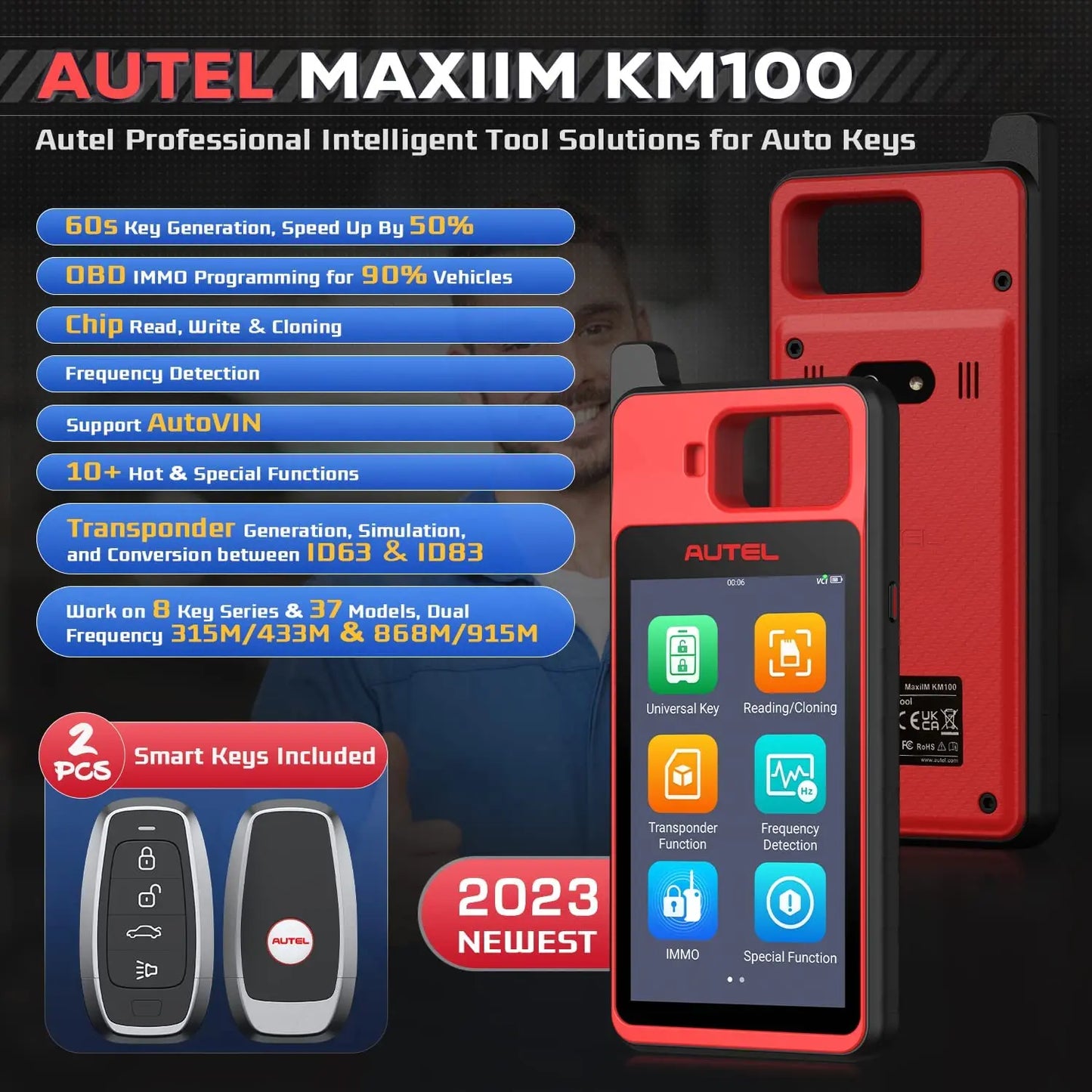 Autel MaxiIM KM100 Key Fob Programming Immobilizer Tool 2PCS Autel