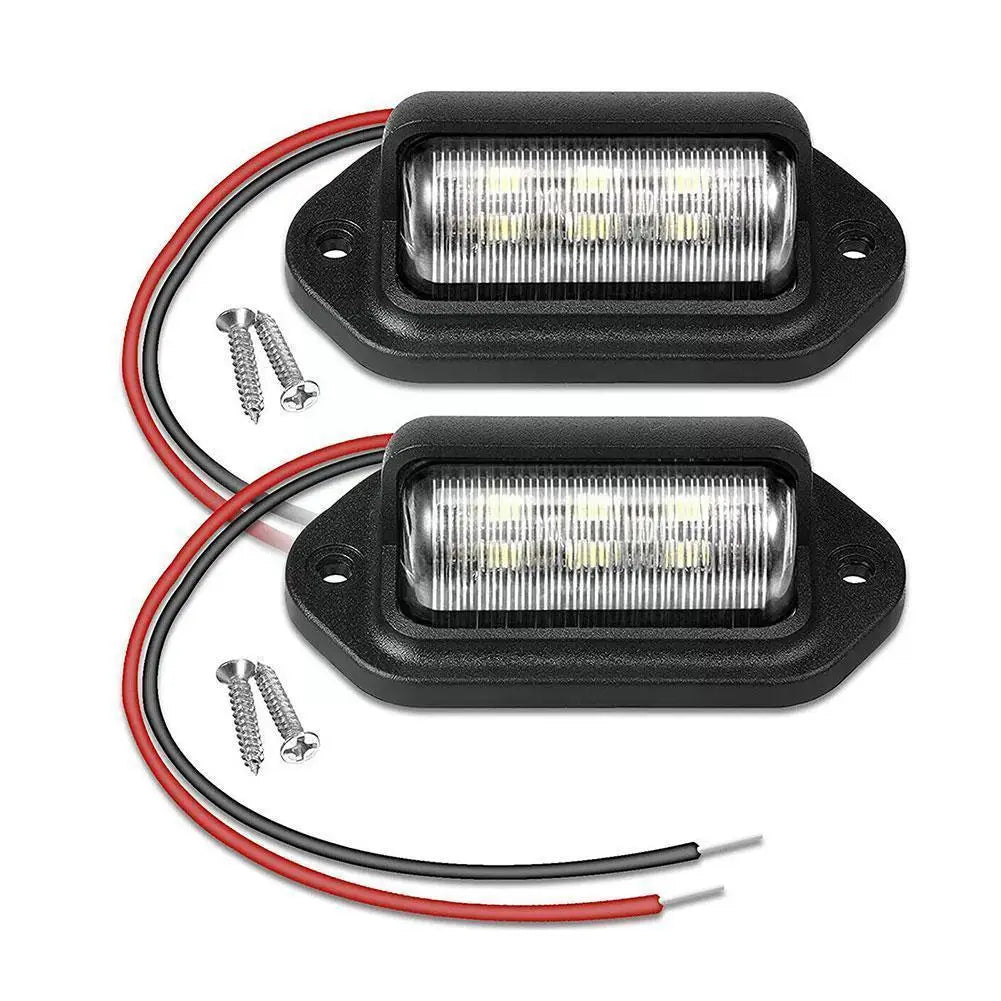 2PCS 6 LED Car License Number Plate Light For SUV Truck Trailer Van
