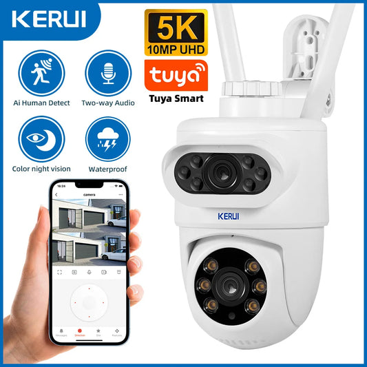 KERUI Outdoor 10MP 5K HD Dual Lens WiFi IP Camera Tuya Smart PTZ