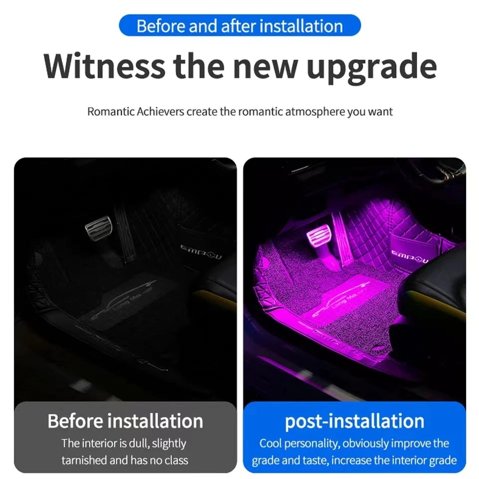 Neon LED Car Interior Ambient Foot Strip Light Kit Car Accessories