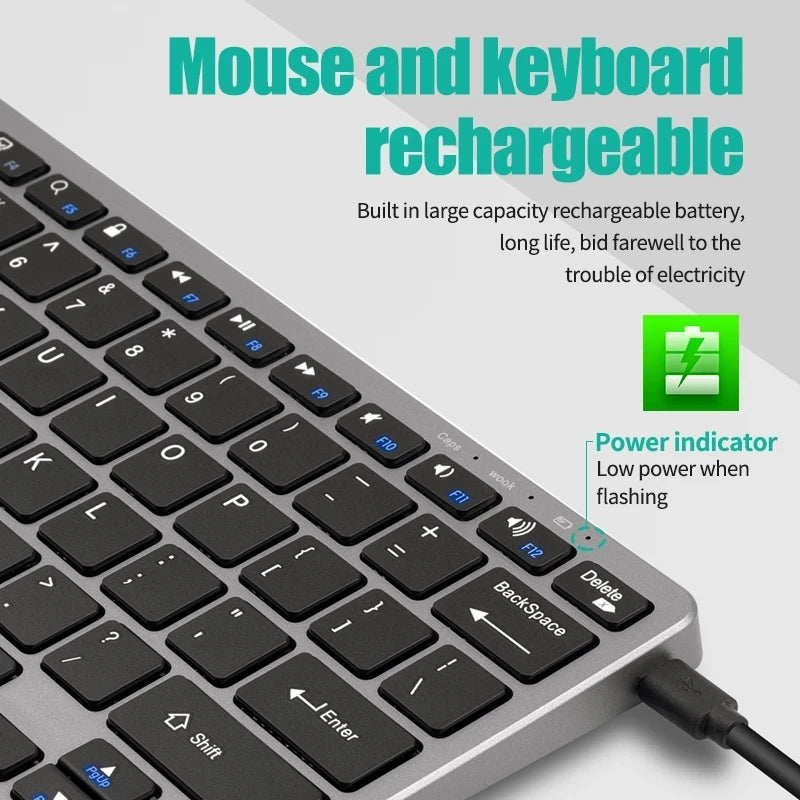 Bluetooth 5.0 & 2.4G Wireless Keyboard and Mouse Combo Mini Multimedia