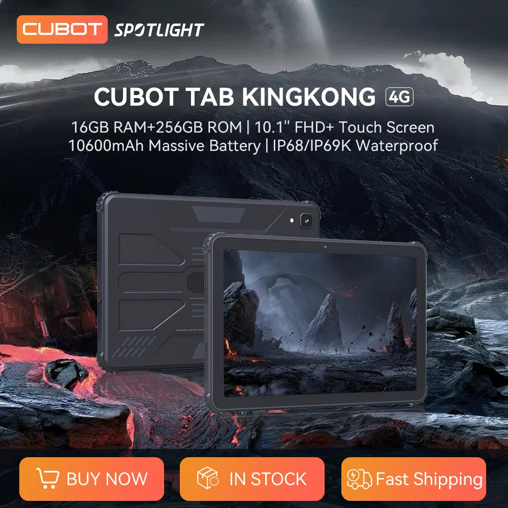 Cubot TAB KINGKONG, Rugged Tablet Android 13, IP68 Waterproof, 16GB