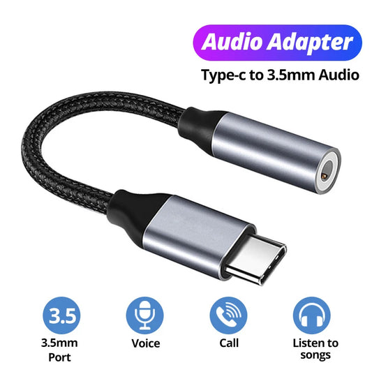 USB Type C To 3.5mm Aux Adapter Type-c 3 5 Jack Audio Cable Earphone