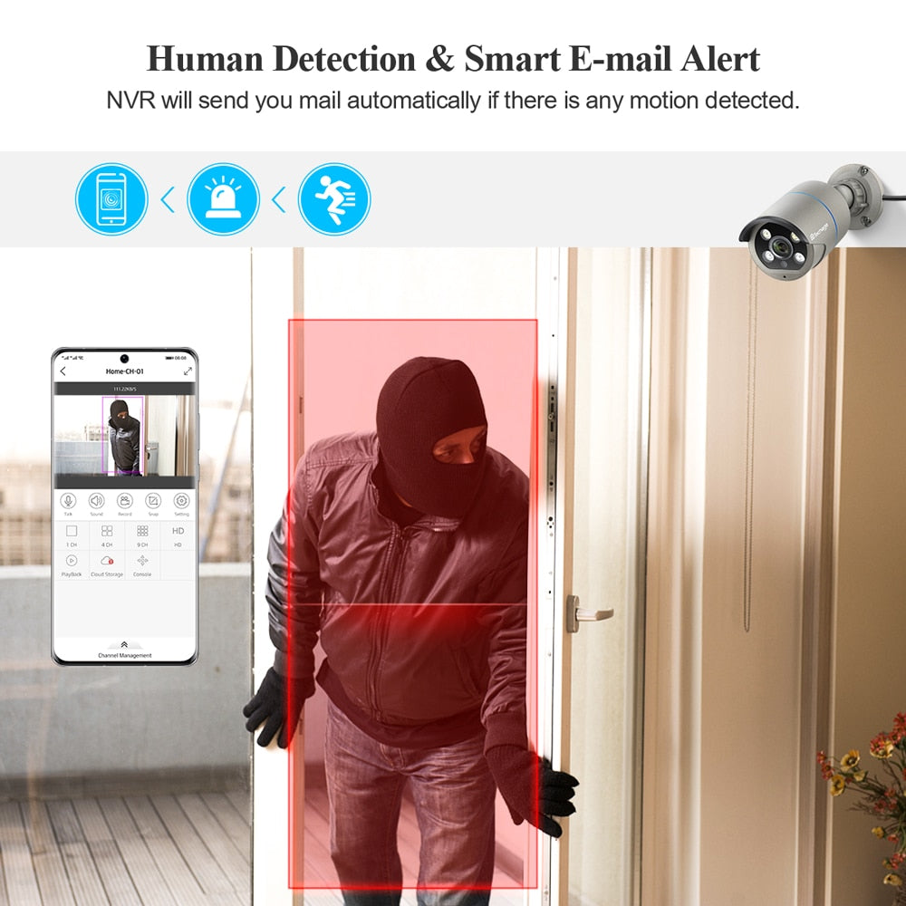 Techage H.265 8ch 4mp 5mp 1080p 4k Poe Nvr Audio Out Security