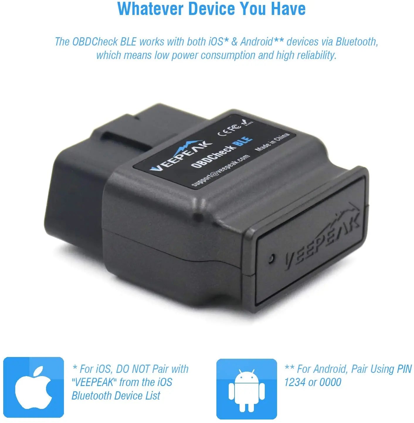 Veepeak OBDCheck BLE OBD2 Bluetooth Scanner Auto OBD II Diagnostic